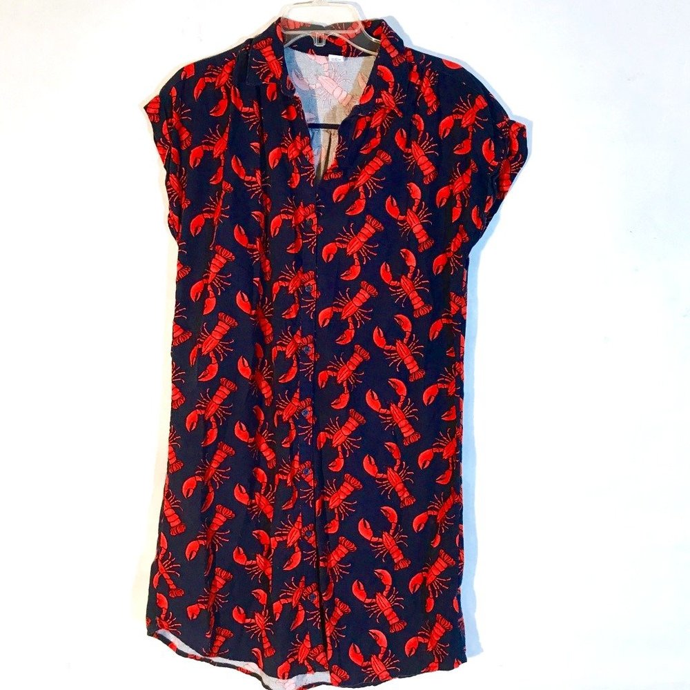 Old Navy Navy Mini Dress with Red Lobster Print